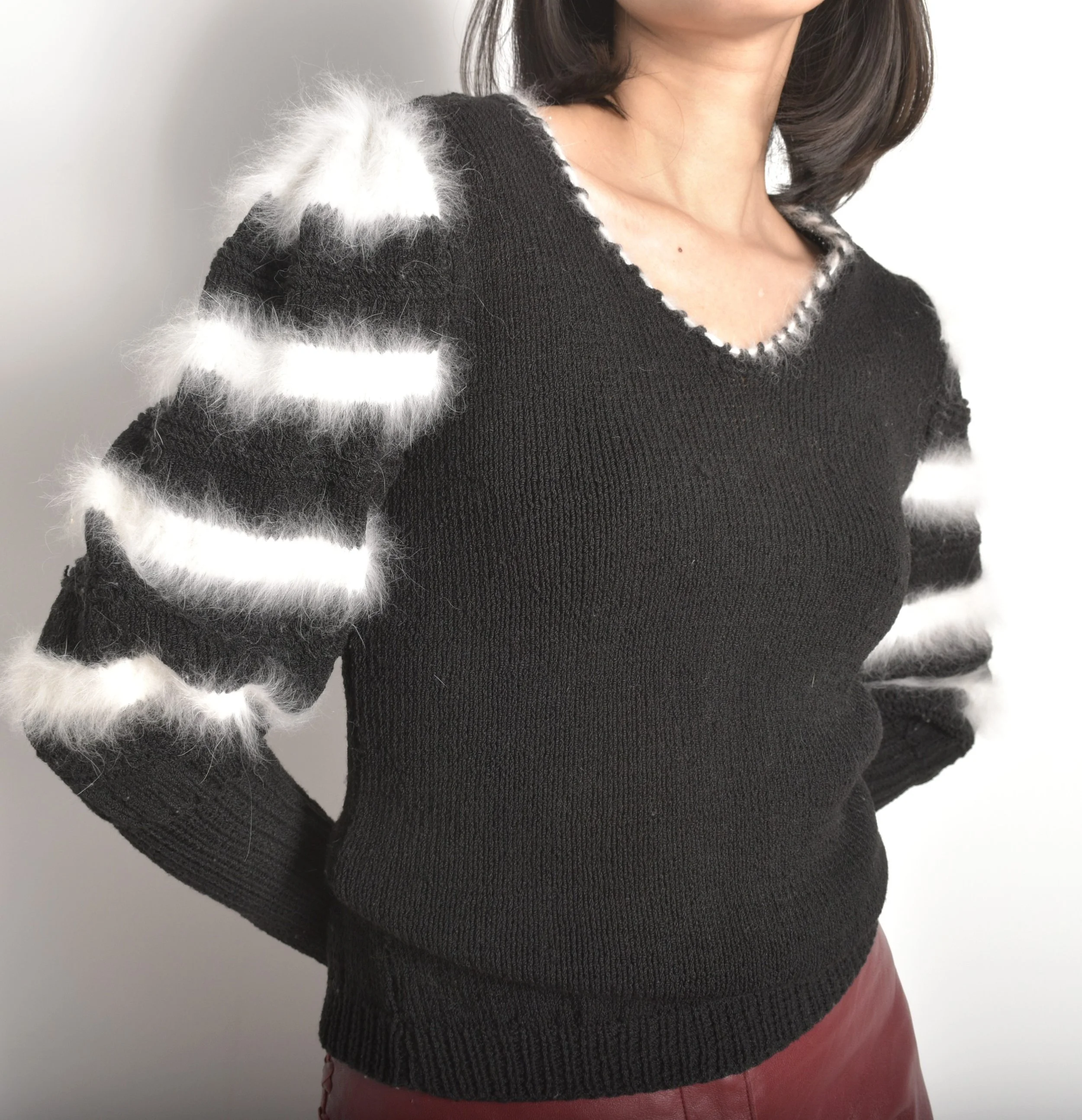 1980s Mutton Sleeve Angora Sweater-medum — La Poubelle Vintage